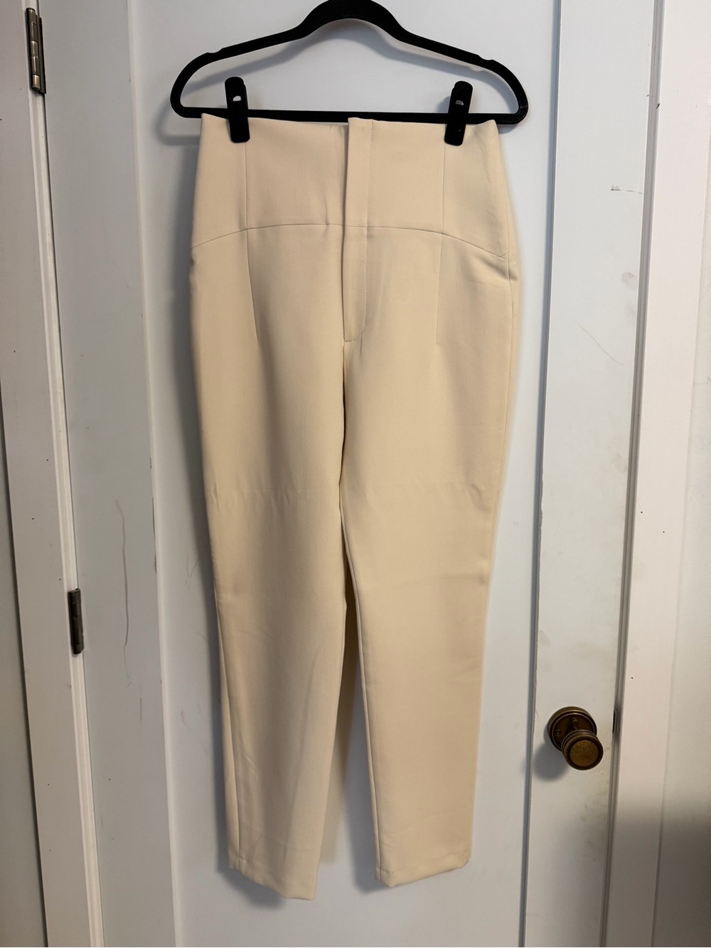 Zara Cream Straight-Leg High-Waist Pants for Women